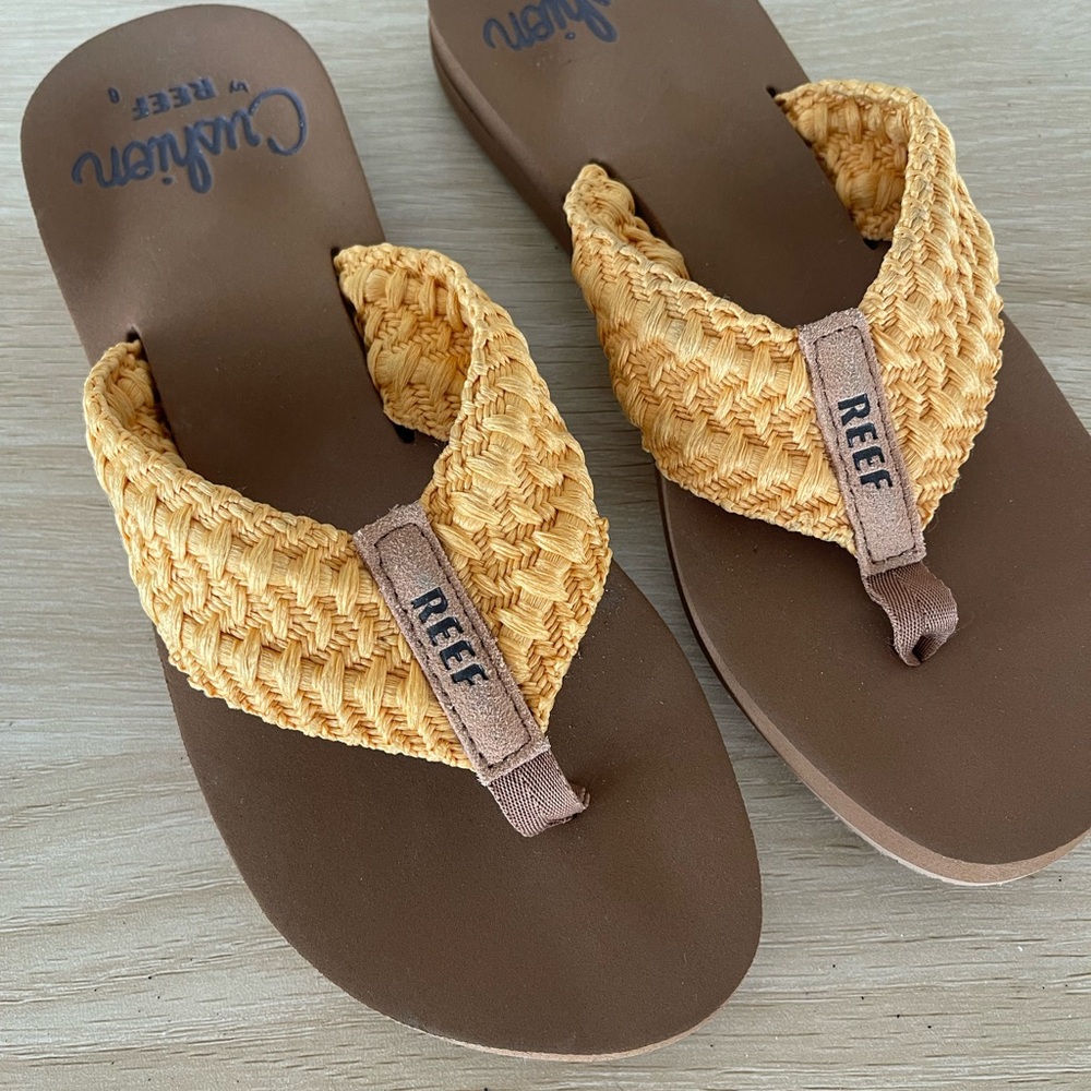 Reef Mustard and Chocolate Woven Sandals 6